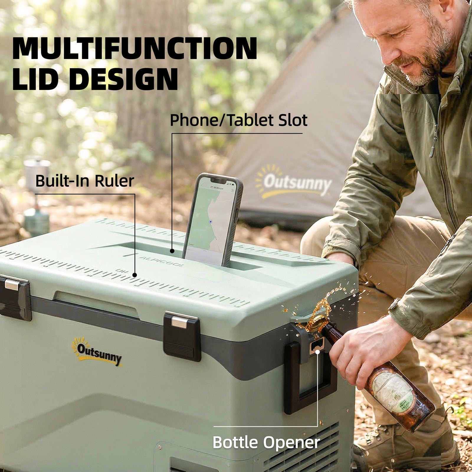 Compressor Car Fridge Freezer, Camping Refrigerator W/ App Control | Green