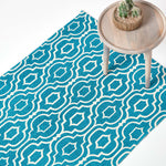 Riga 100% Cotton Printed Patterned Rug Hall Runner, 66 X 200 Cm | 150cm x 95cm | Teal