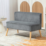 Corduroy Double Sofa W/ Wood Frame Foam Padding High Back, Grey