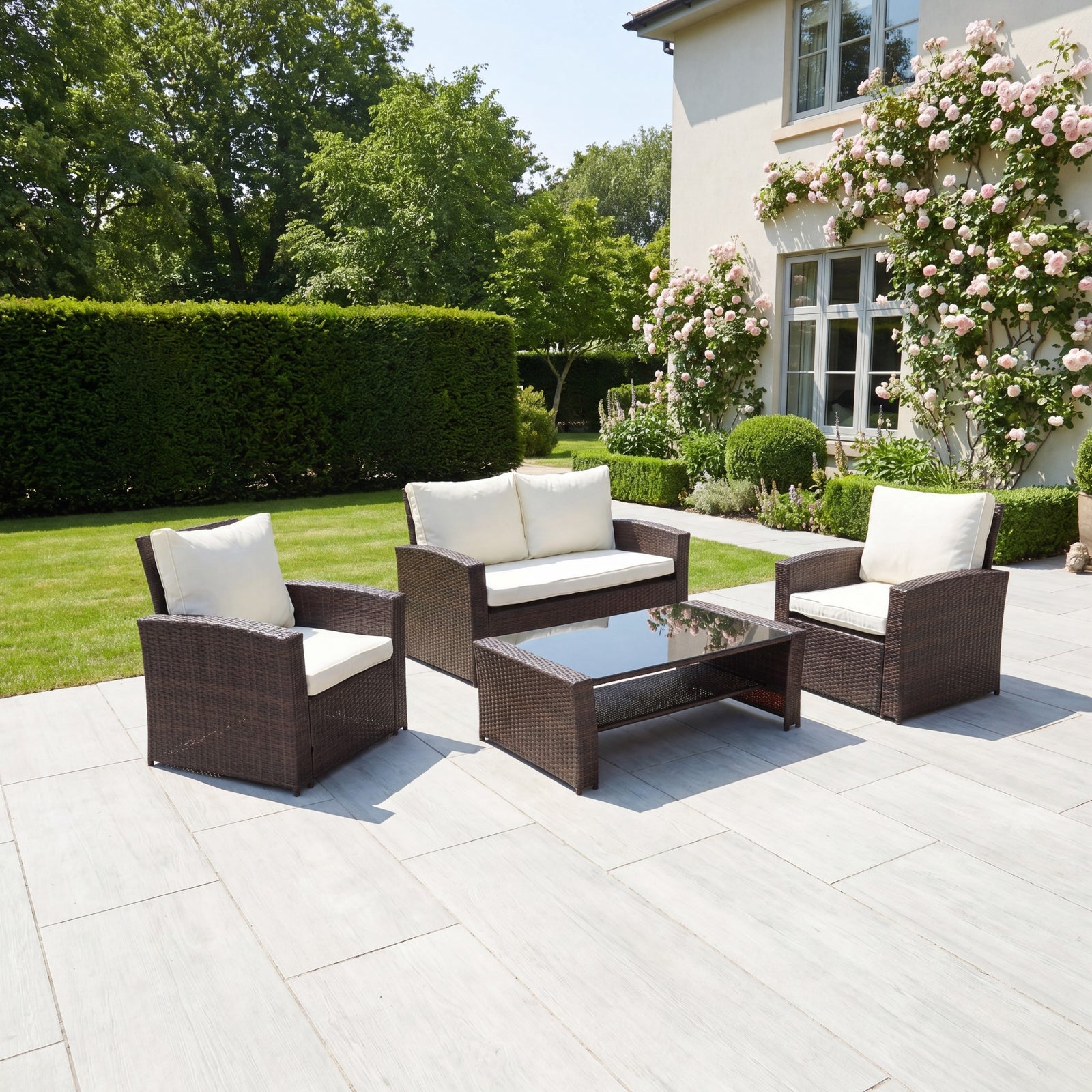 Pallini 4 Piece Rattan Patio Set | Brown