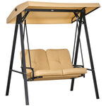 2 Seater Garden Outdoor Swing Chair Hammock W/ Steel Frame | Beige