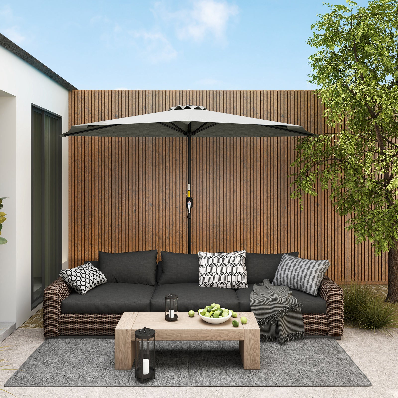 2.7m Garden Half Parasol, Outdoor Umbrella