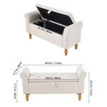 Breeins Linen Upholstered Storage Bench With Armrests