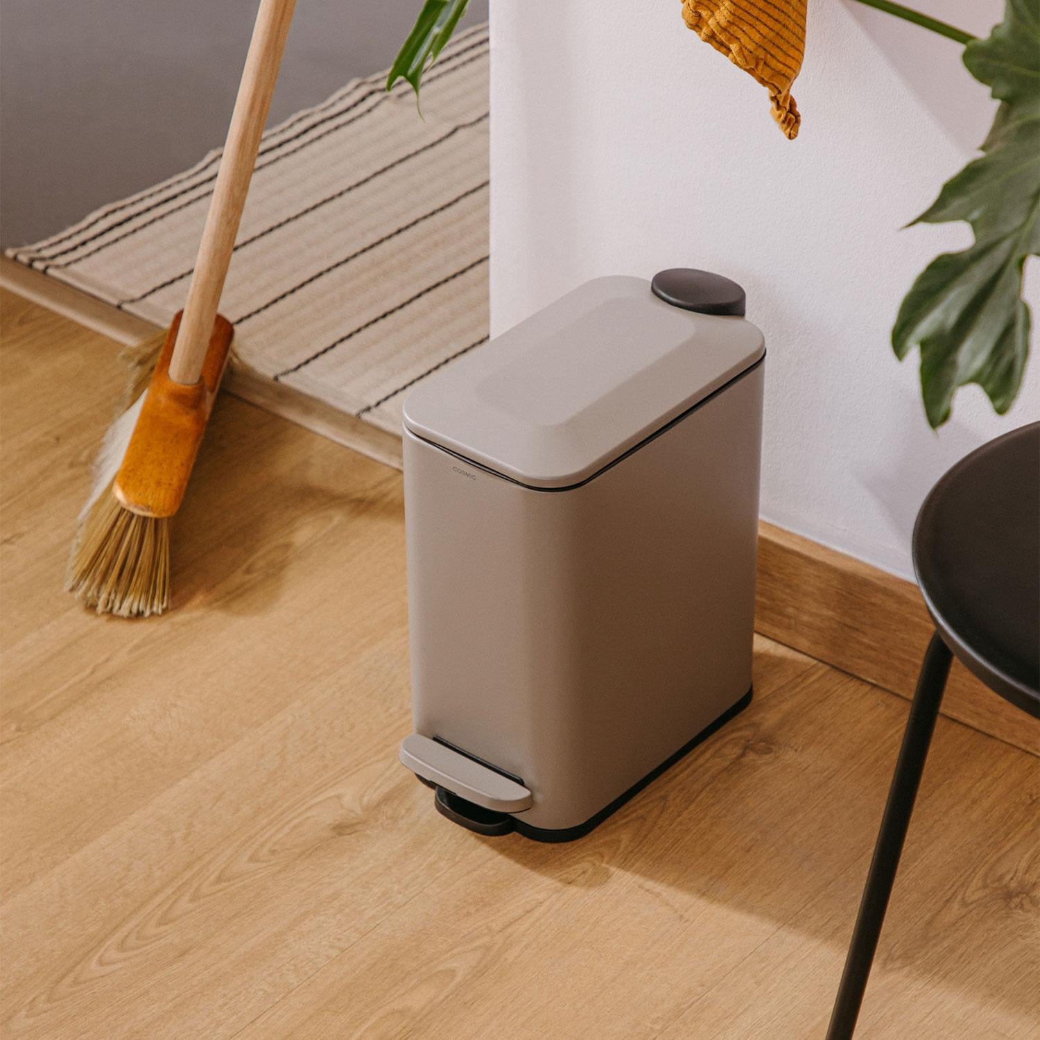 Bathroom Bin 5l, Slim Pedal, Removable Bucket Black Essentials Collection