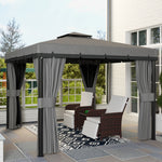 3 X 3(m) Garden Gazebo Shelter Party Tent With 2 Tier Roof | Light Slate Grey