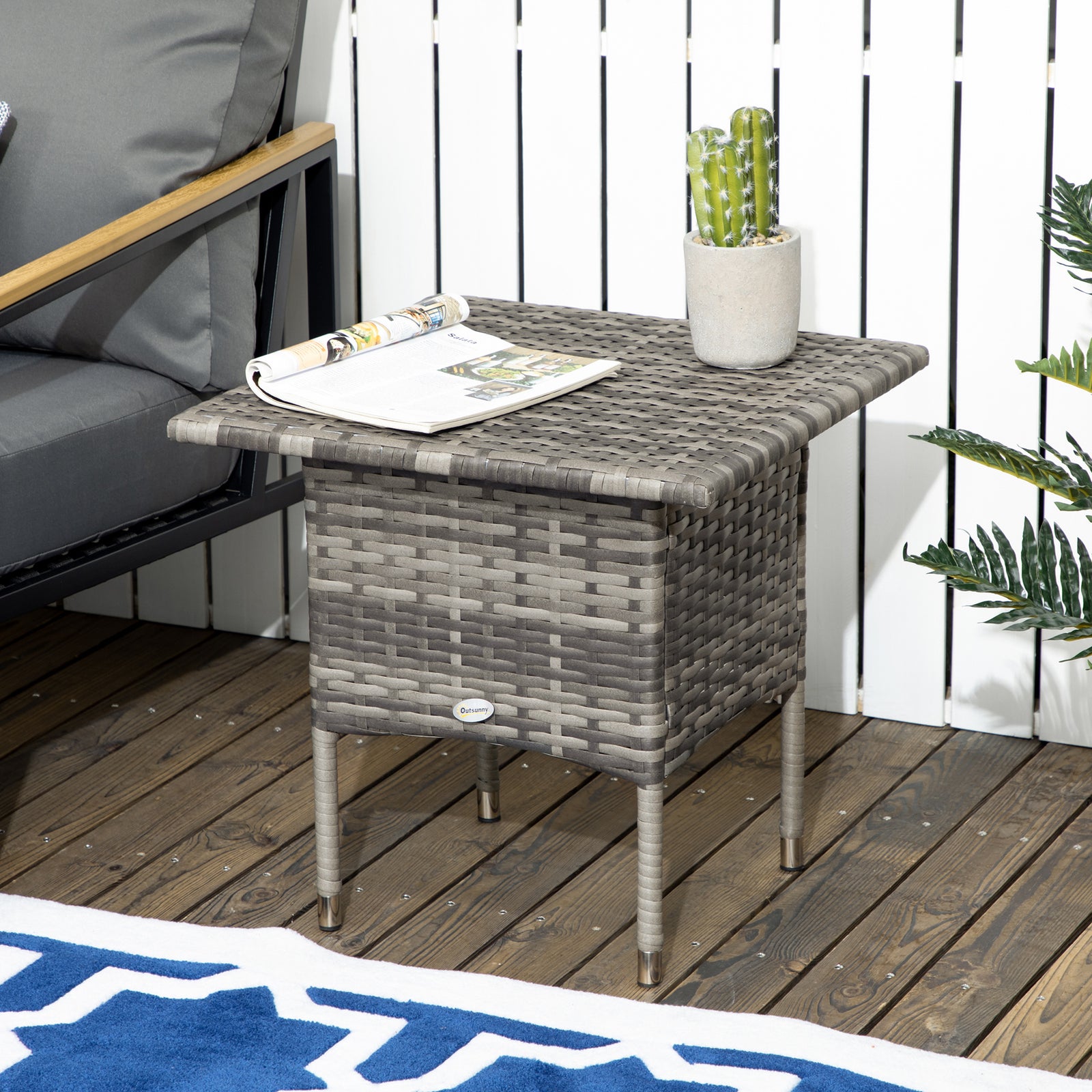 Pe Rattan Coffee Table, Patio Side Table