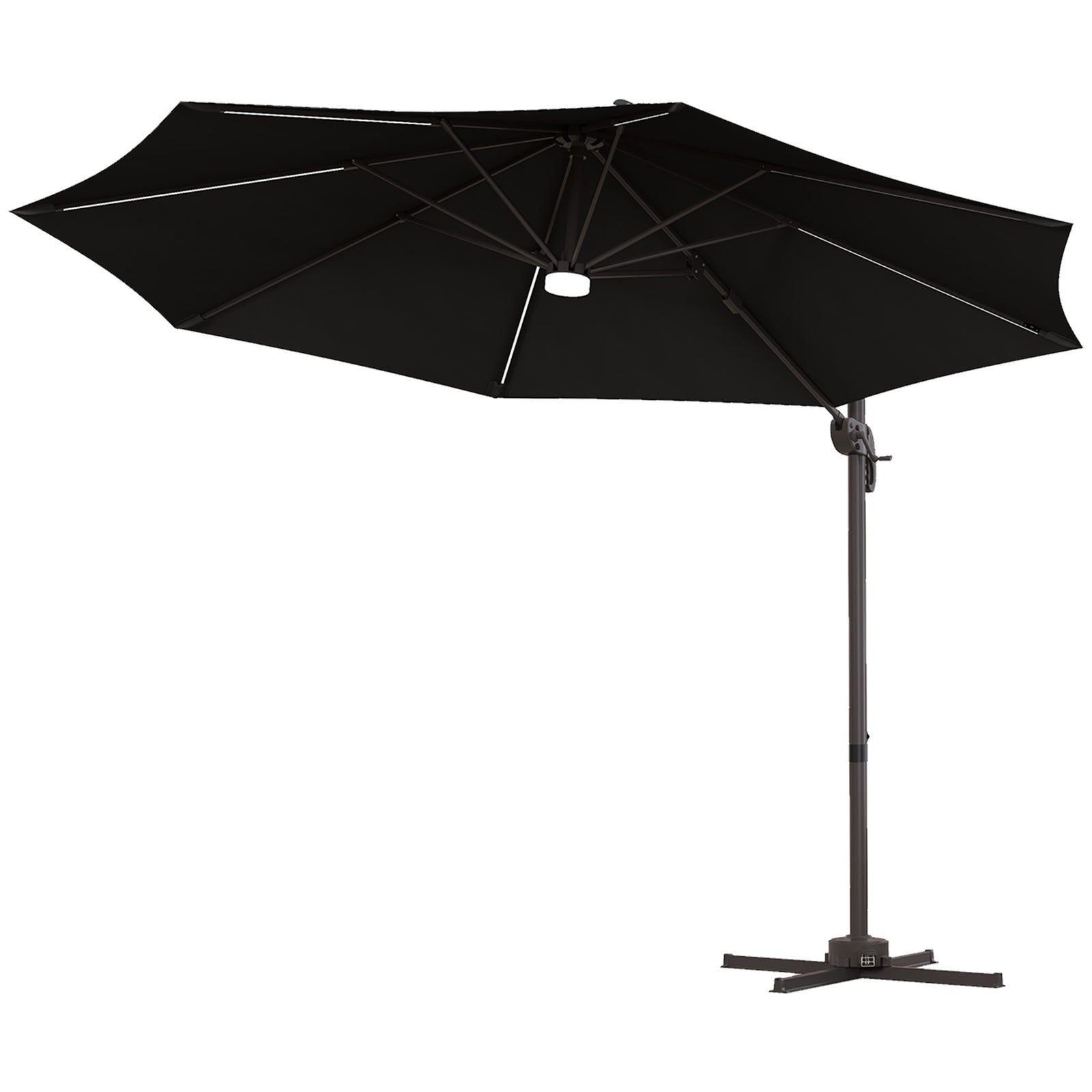 3m Led Cantilever Parasol W/ Base Solar Lights