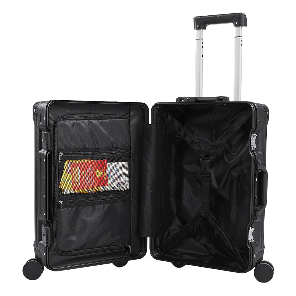 20 Inch Suitcase With Combination Lock And Usb Charging Port | Black