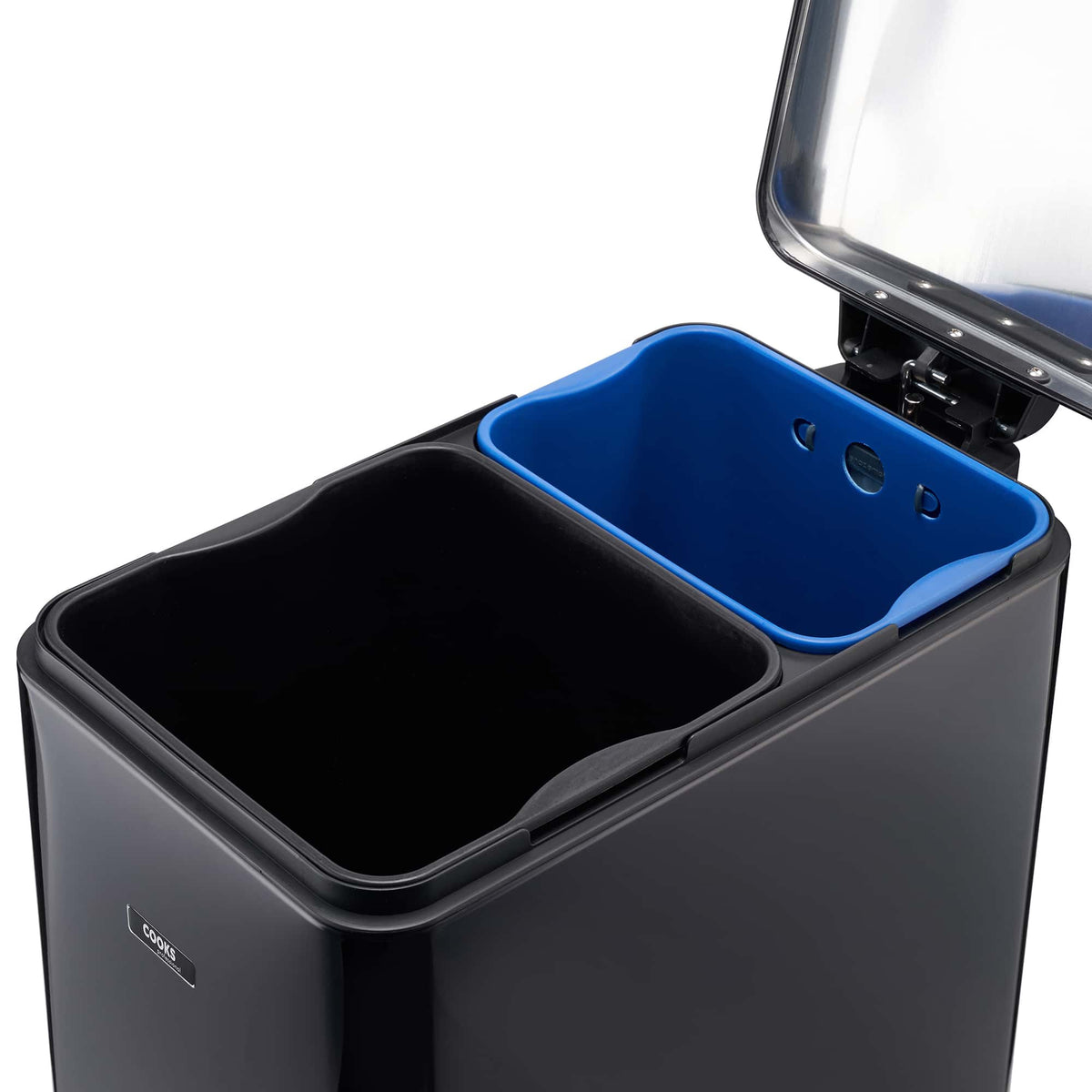 Slimline Dual Compartment Pedal Bin 50l | 50l | Black