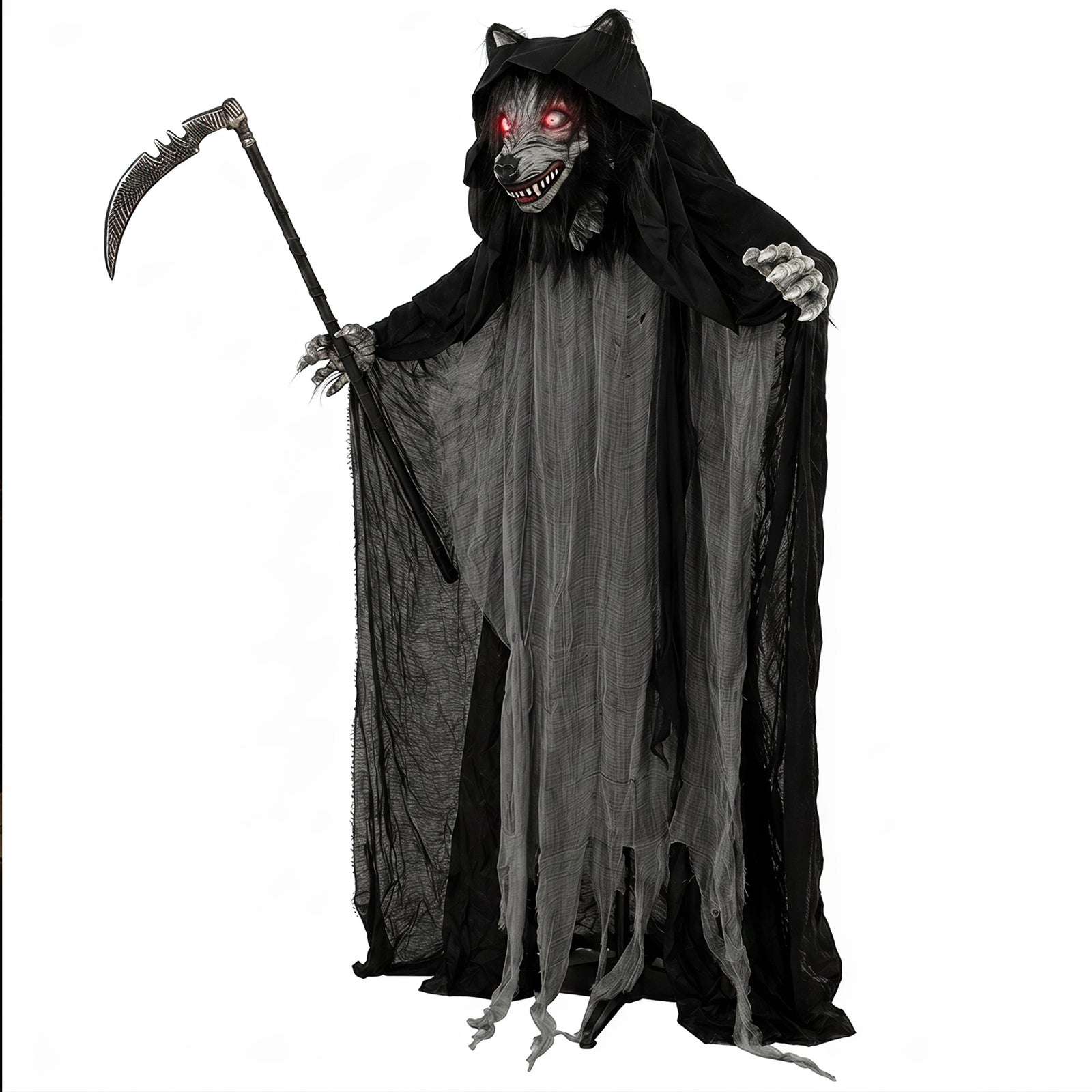 HOMCOM Halloween Standing Werewolf Animated Decoration With Light-up Eyes