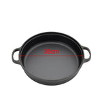 28cm/30cm/35cm Dia Black Round Pre Seasoned Cast Iron Frying Pan Kitchen Skillet With Double Handles | Large | Black