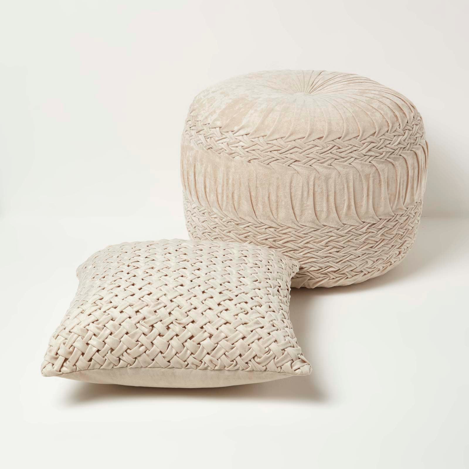 Sofia Pleated Velvet Cushion | 45cm x 45cm | Cream