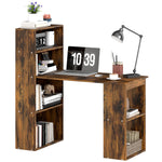120cm Computer Desk Bookshelf Writing Table 6 Shelves | Brown