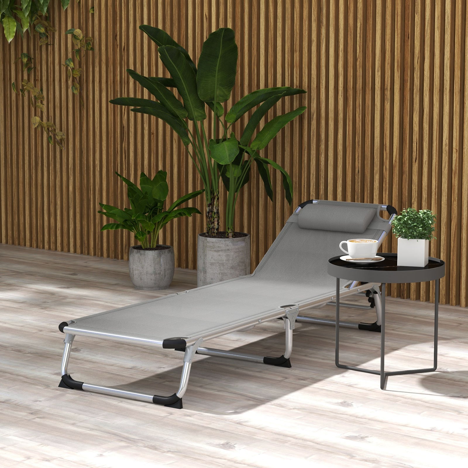 Folding Outdoor Lounger W/ Pillow