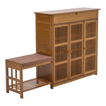 Bamboo Entryway Storage Shoe Cabinet With Bench