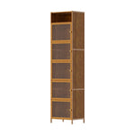 Versatile 6-tier Storage Cabinet With Transparent Doors,bamboo & Mdf Freestanding Organizer For Small Spaces