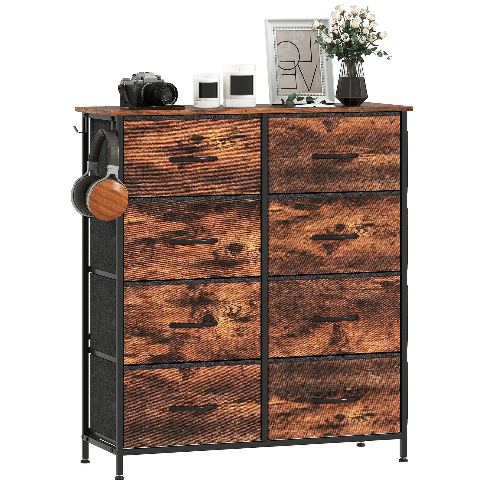 Fabric Chest Of Drawers, 8 Drawer Dresser For Bedroom | Brown