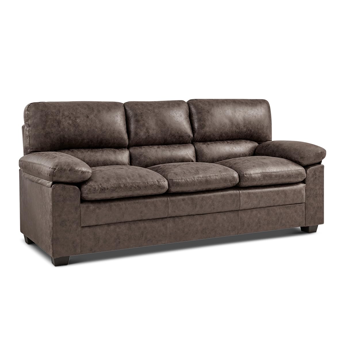 Oxford Faux Leather Sofa 3 Seater | Chocolate