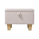Linen Upholstered Storage Ottoman | Beige