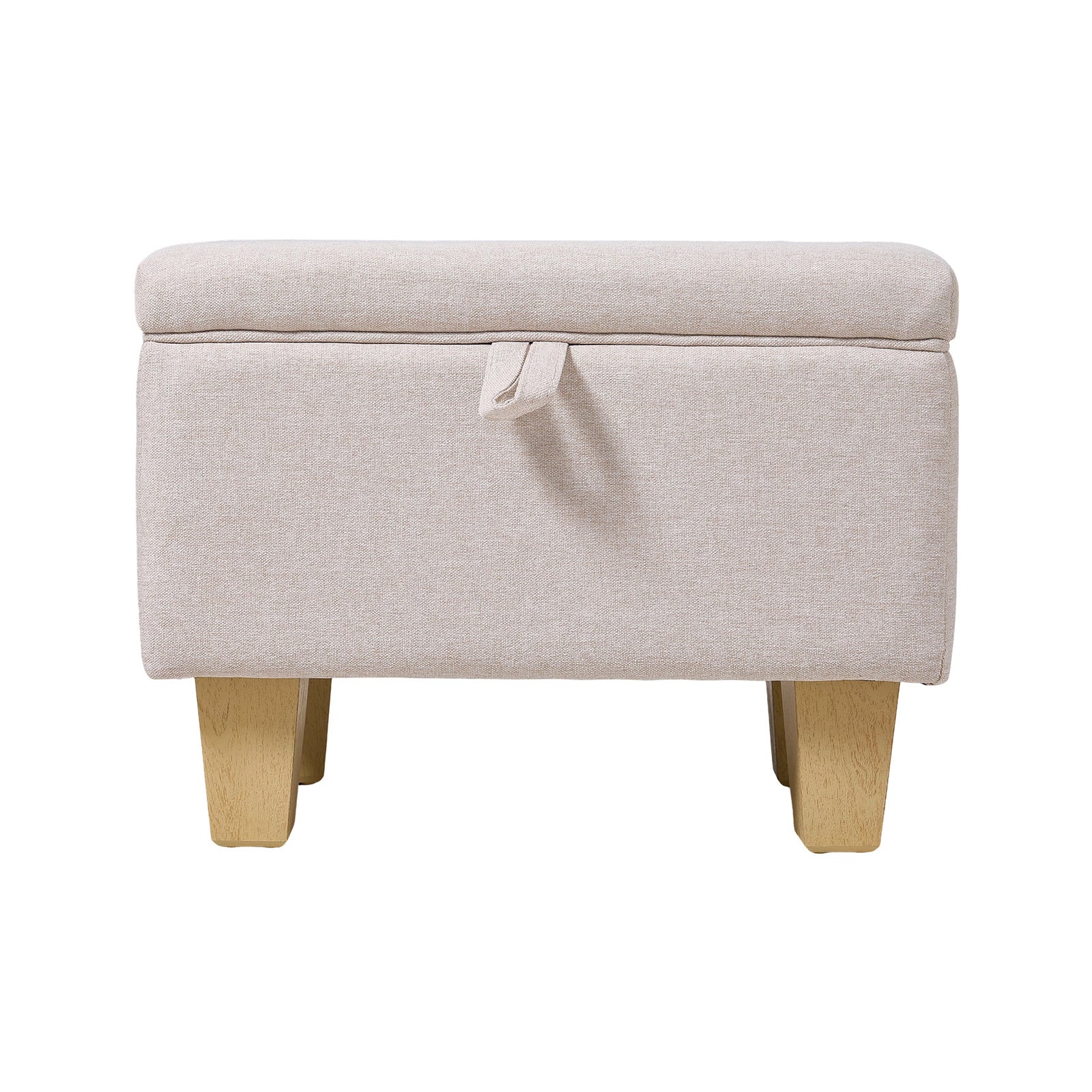 Linen Upholstered Storage Ottoman | Beige