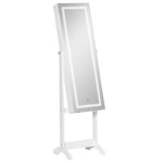 Mirrored Jewellery Cabinet W/ Led Lockable Jewellery Armoire | One Size | White
