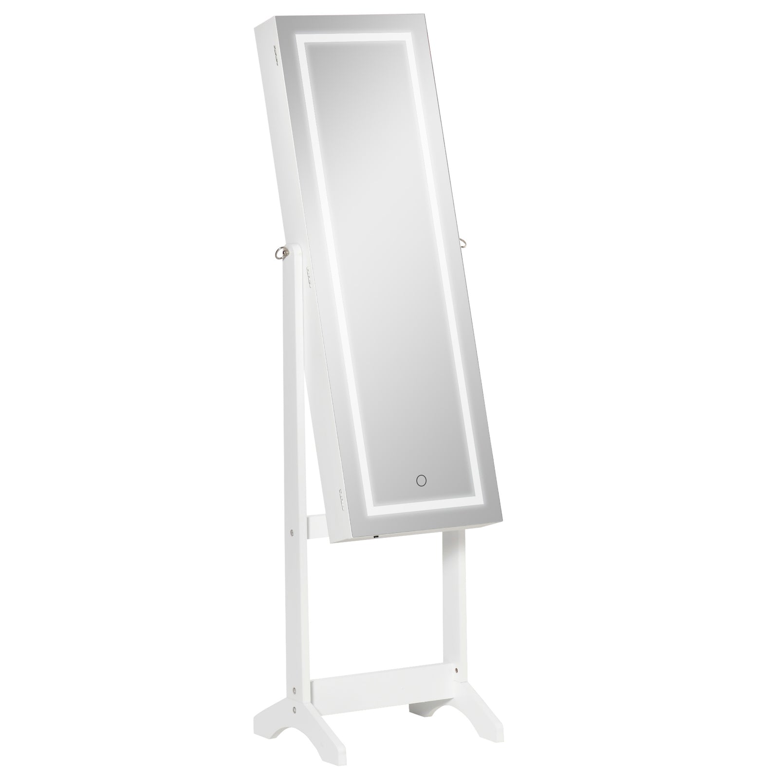 Mirrored Jewellery Cabinet W/ Led Lockable Jewellery Armoire | One Size | White