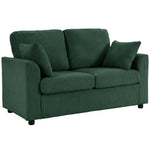 2 Seater Sofa, Corduroy Small Couch With Spring Cushion | Dark Green