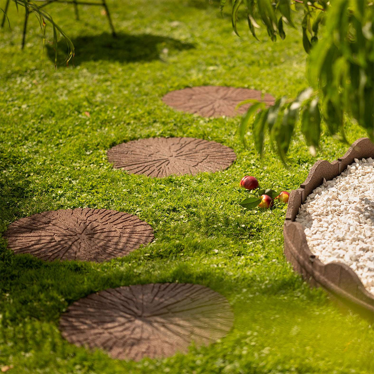 Rubber Garden Stepping Stones - Brown Log | Set of 4 | Brown