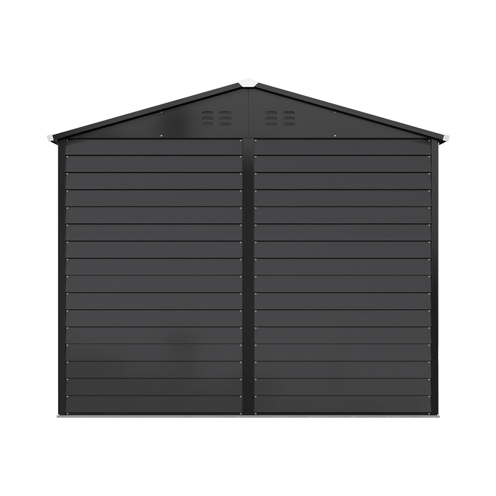 8x5.7ft Large Outdoor Metal Tool Shed With Apex Roof – Lockable Double Doors, Ventilated & Weather-resistant Garden Storage Shed | Anthracite