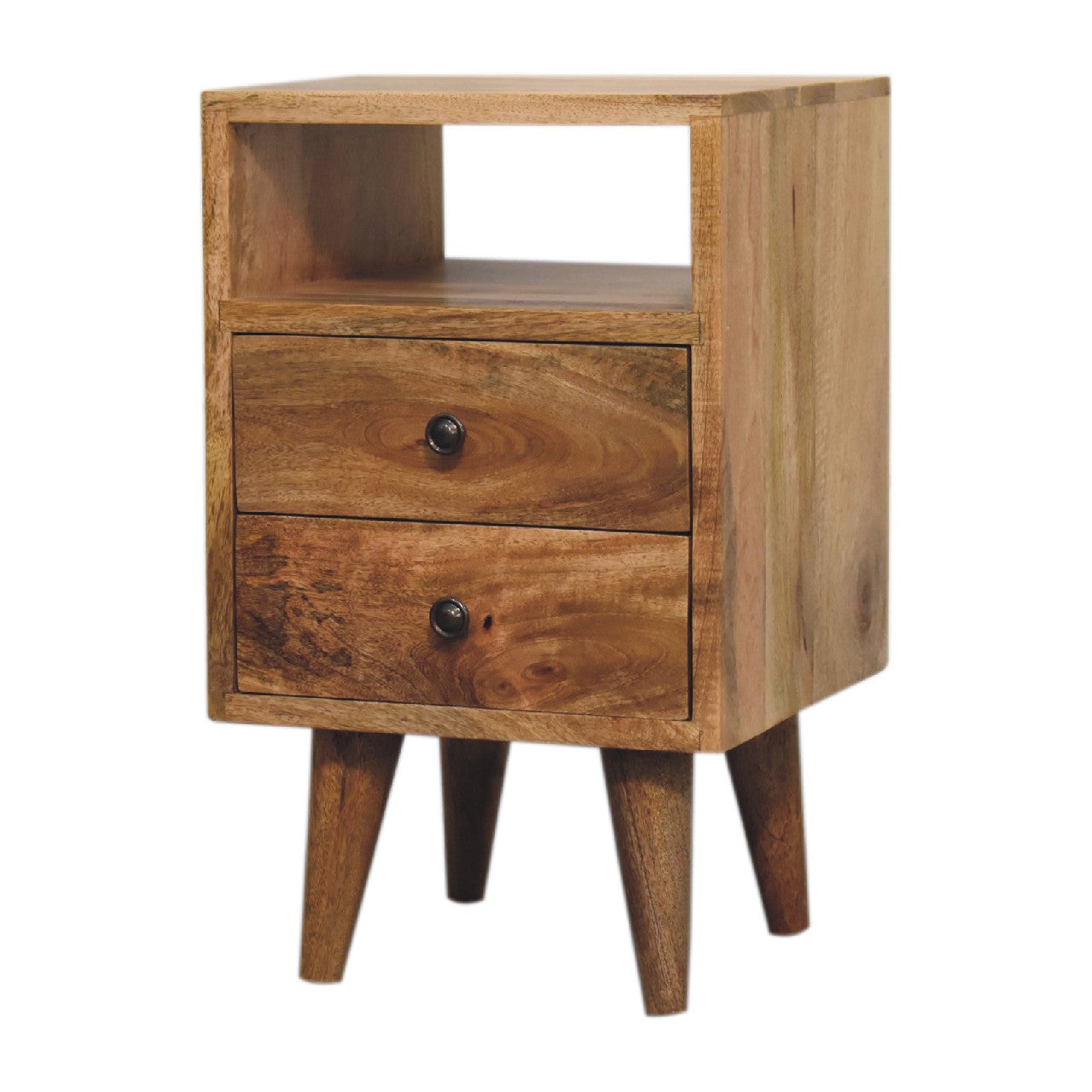 Solid Wood Mini Oak-ish Classic Open Bedside