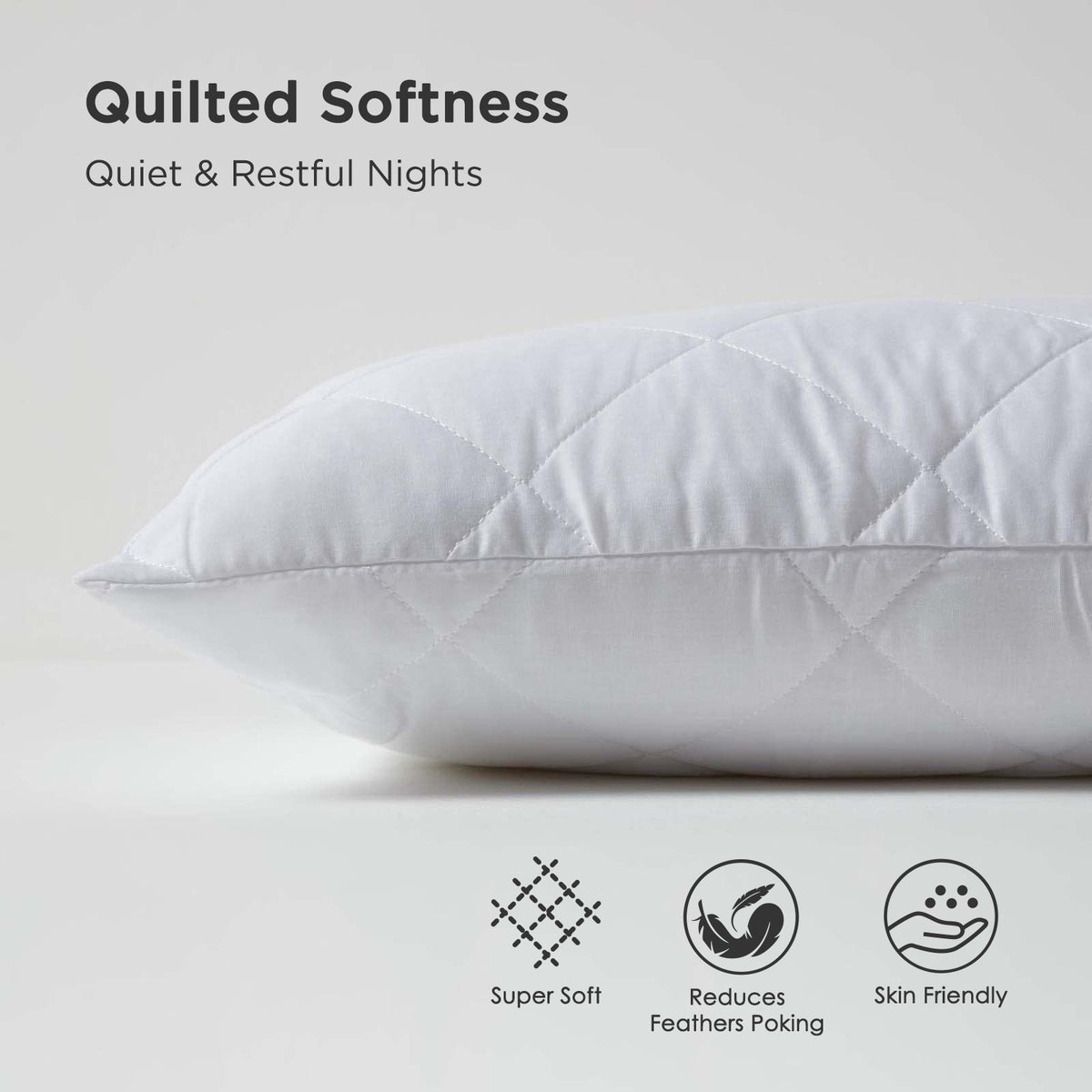 Cotton Rich Quilted Pillow Protectors | Body | White
