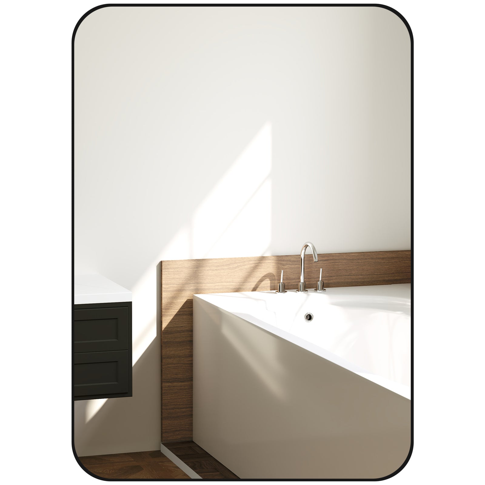 Rectangle Mirror, Wall Mirror With Steel Frame For Bathroom | Small | Black