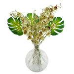 65cm Artificial Tropical Orchid Display With Glass Ball Vase