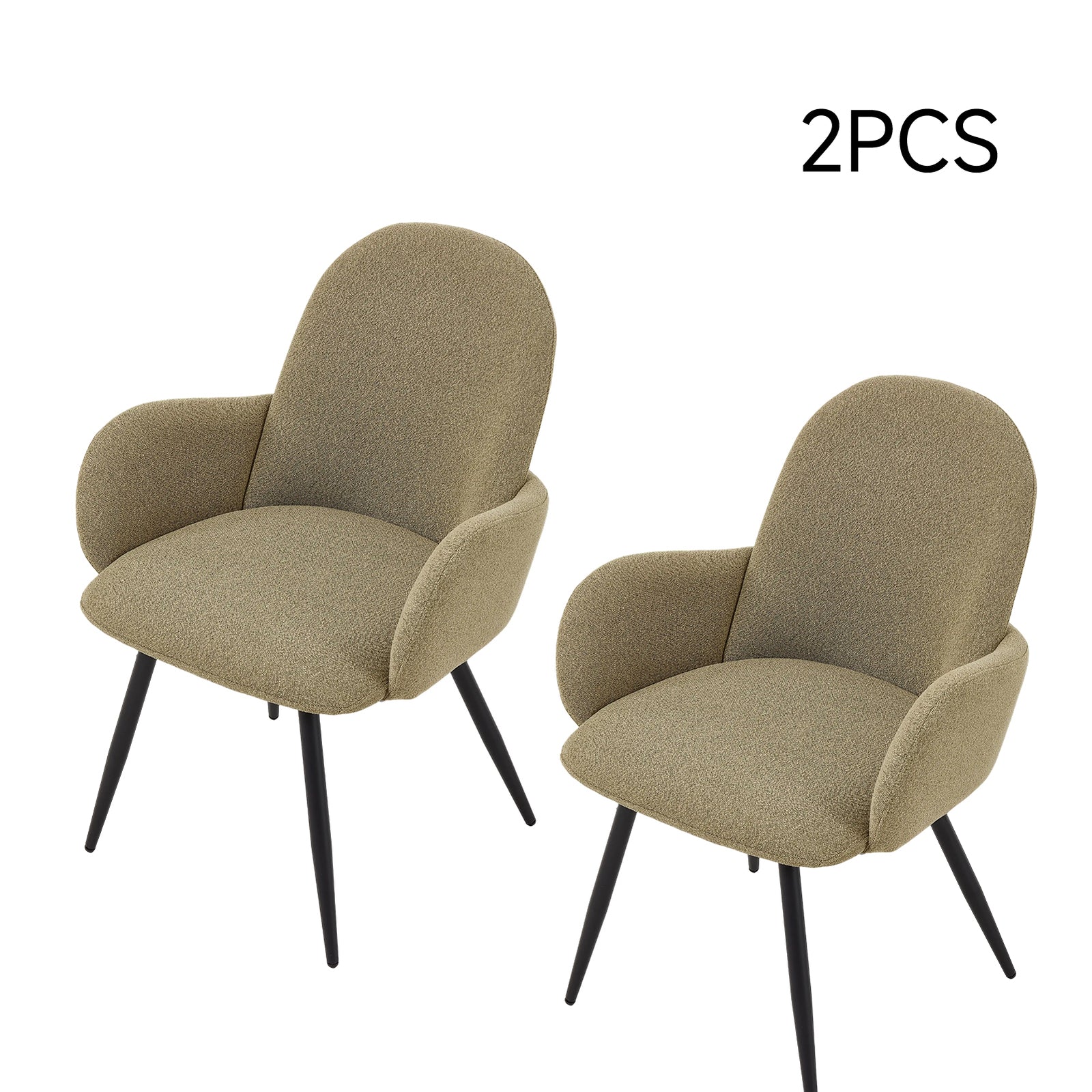Breeins Set Of 2 Modern Linen Upholstered Dining Chairs
