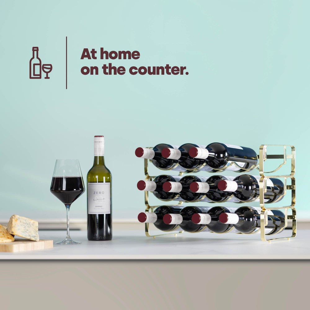 Metal Wine Rack Countertop Organiser For 4 To 16 Bottles | Gold