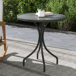 66cm Garden Table, Round Patio Table W/ Steel And Slat Top | Gray