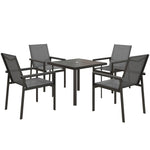 Outdoor Dining Table And 4 Armchairs, Garden Dining Set | 5 | Gray
