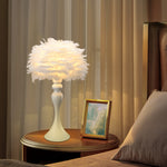 Accent Feather Table Lamp With Led Light