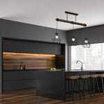 Acero Pendant Lamp 3xe27 This Hand Made Industrial Style Lamp Is Hand Made From Sleek Black Steel And Natural Dark Wood