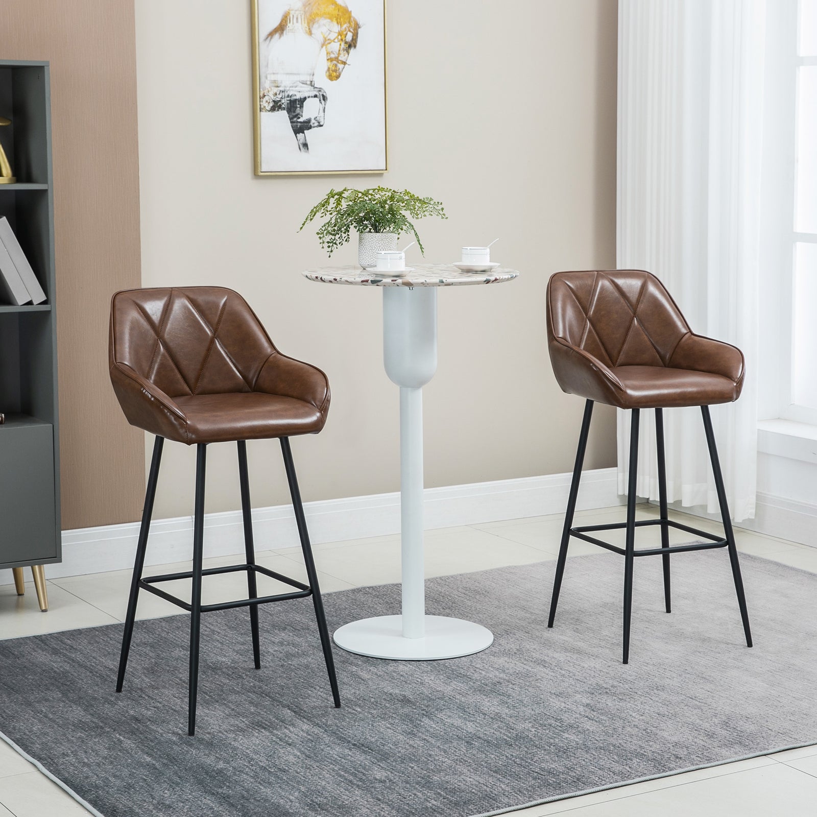 Retro Bar Chairs With Footrests Steel Legs