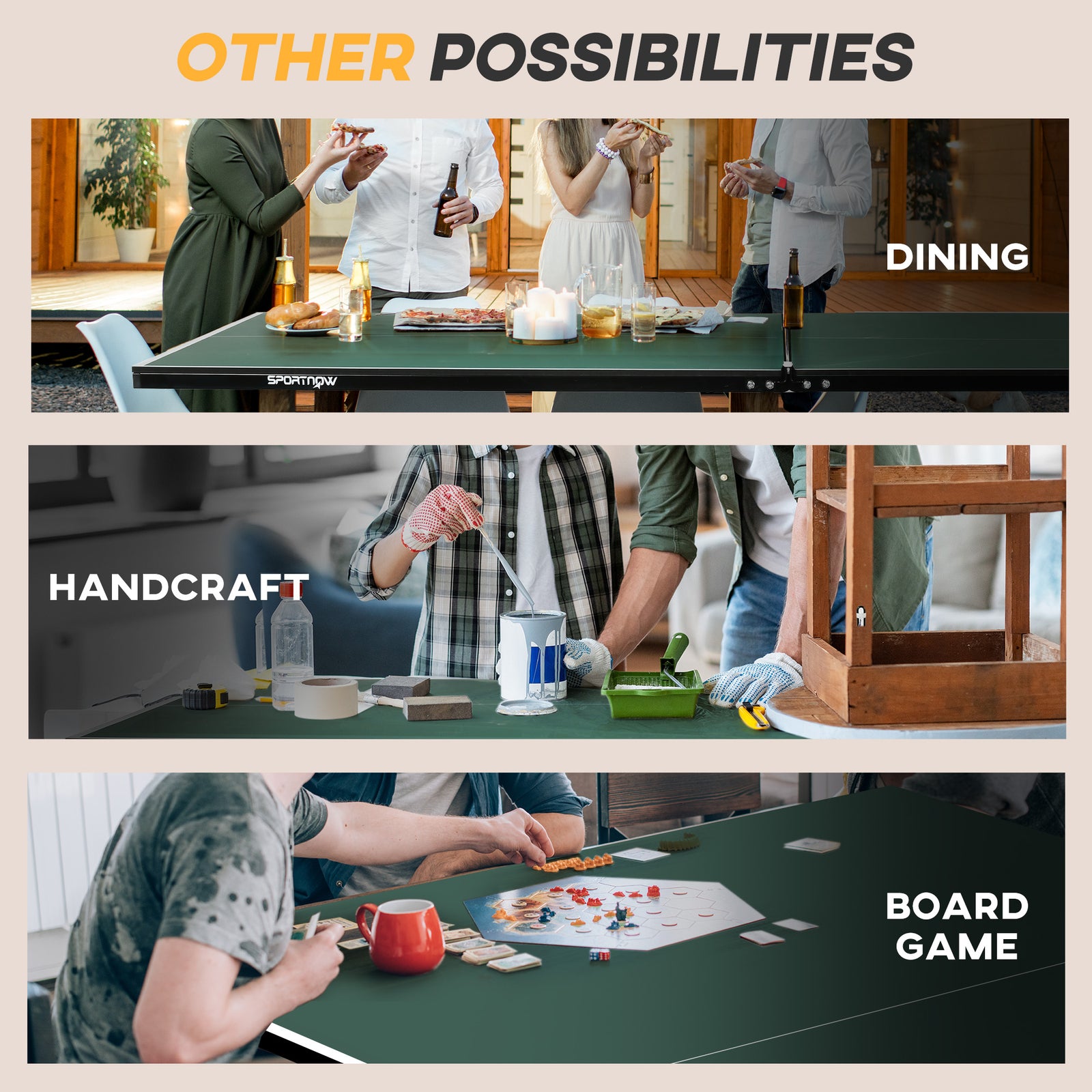 9ft Table Tennis Table W/ 8 Wheels | Green