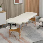 Wooden Folding Spa Beauty Massage Table W/ 2 Sections | One Size | Cream