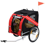 Pawhut Pet Bicycle Trailer Dog Cat Bike Carrier Water Resistant Outdoor | Red