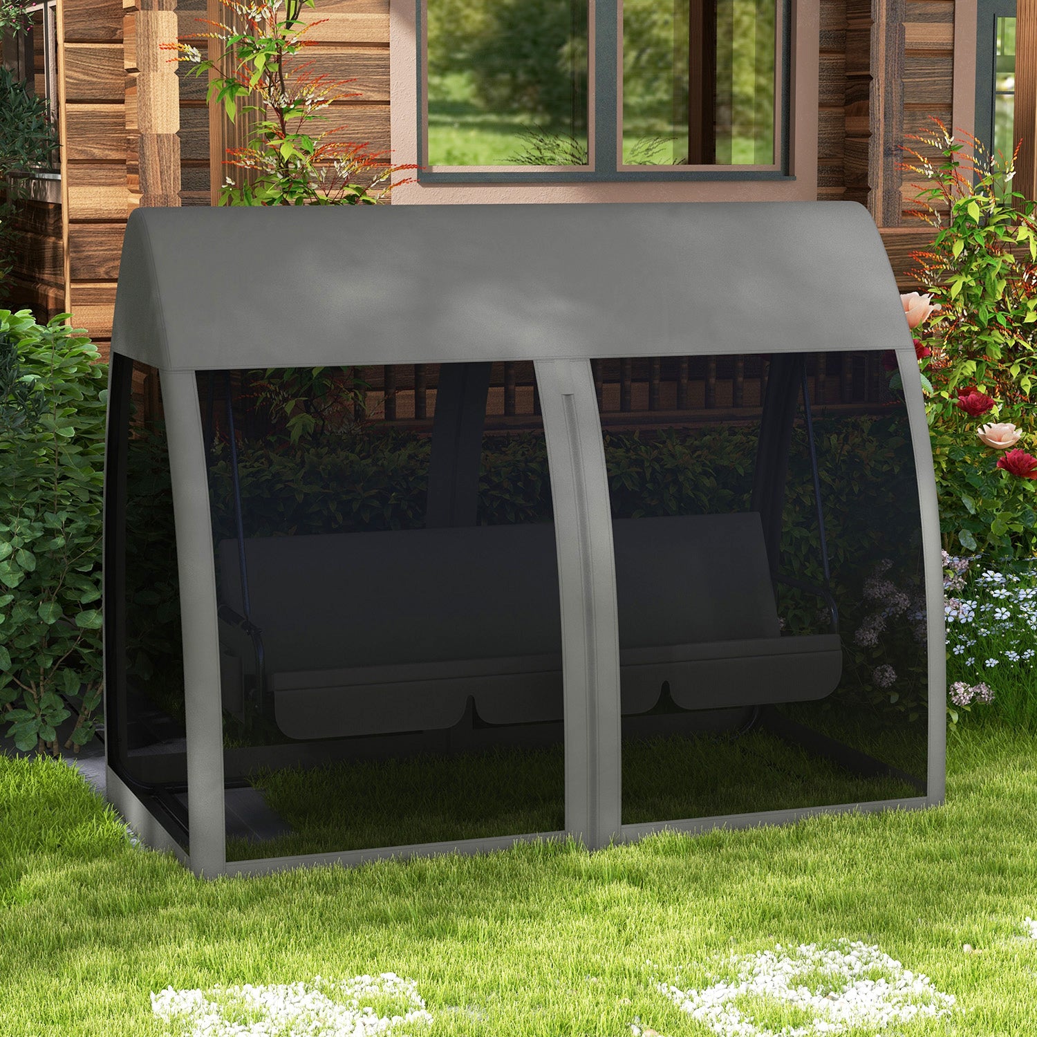 Swing Chair Lounger Bed Hammock 3 Person Mesh Wall Garden