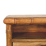 Bamboo Open Bedside In Amber Oak Finish, 1 Drawer, Brown