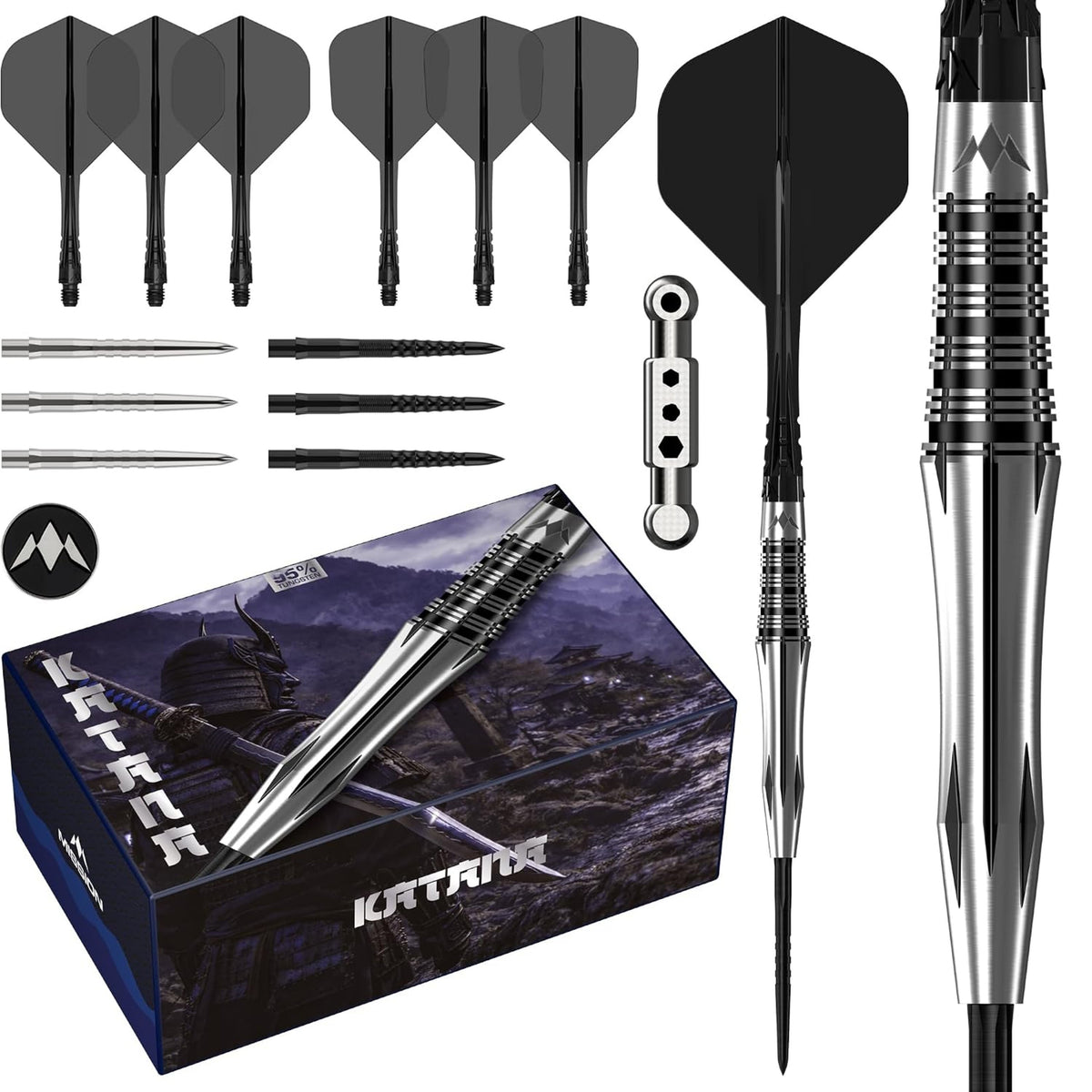 Katana Darts - Steel Tip - 95% Tungsten | 24g | Black