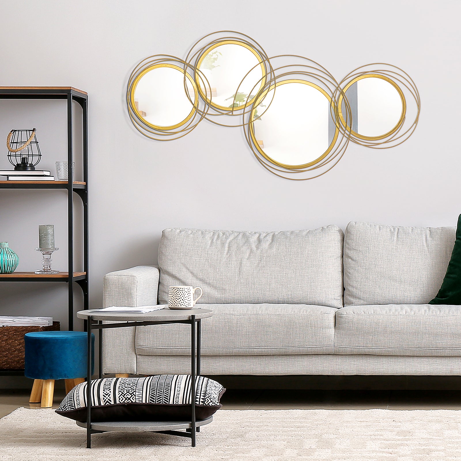 Metal Wall Art Decorative Mirror Modern Wall Sculpture | One Size | Gold