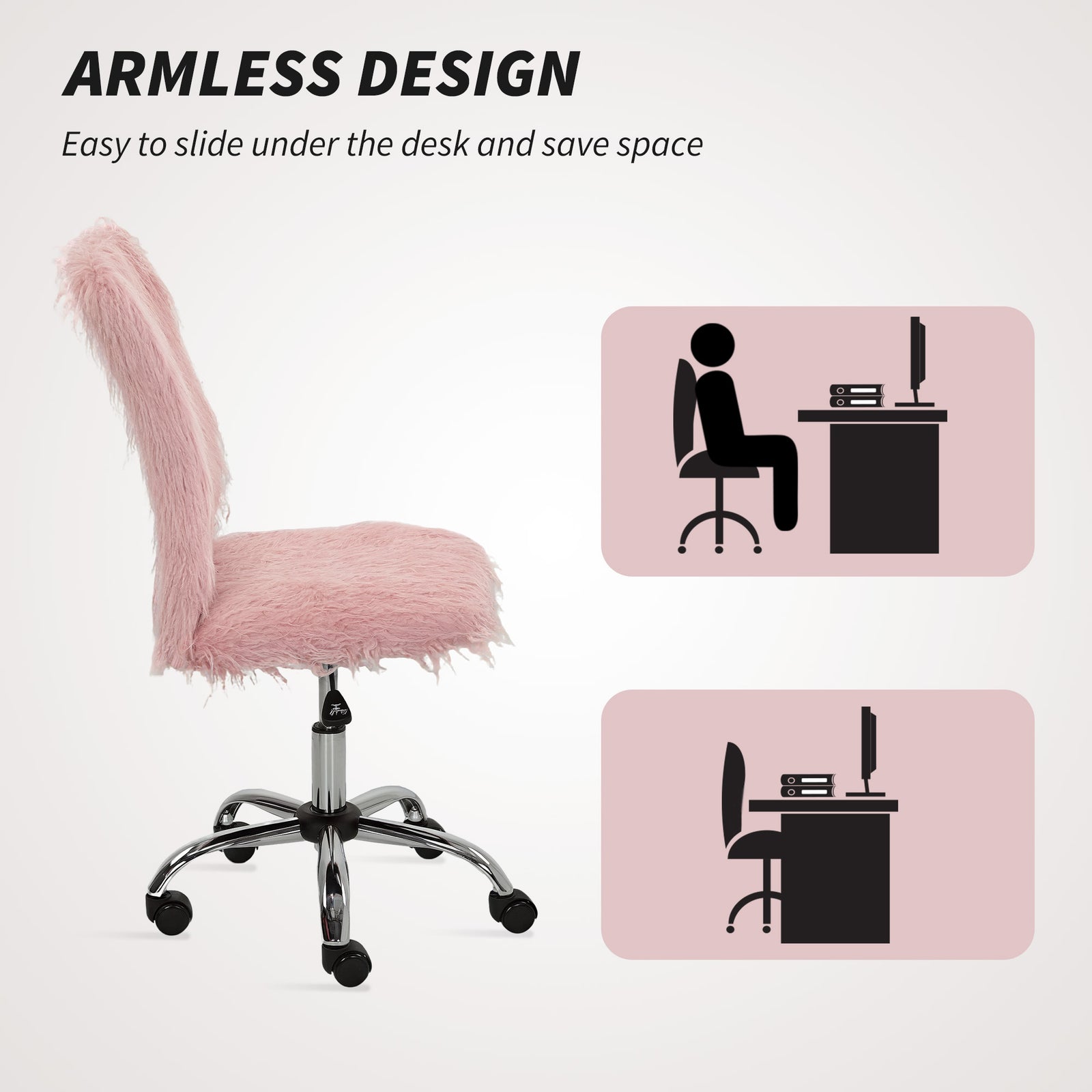 Vanity Chair, Swivel Computer | Pink