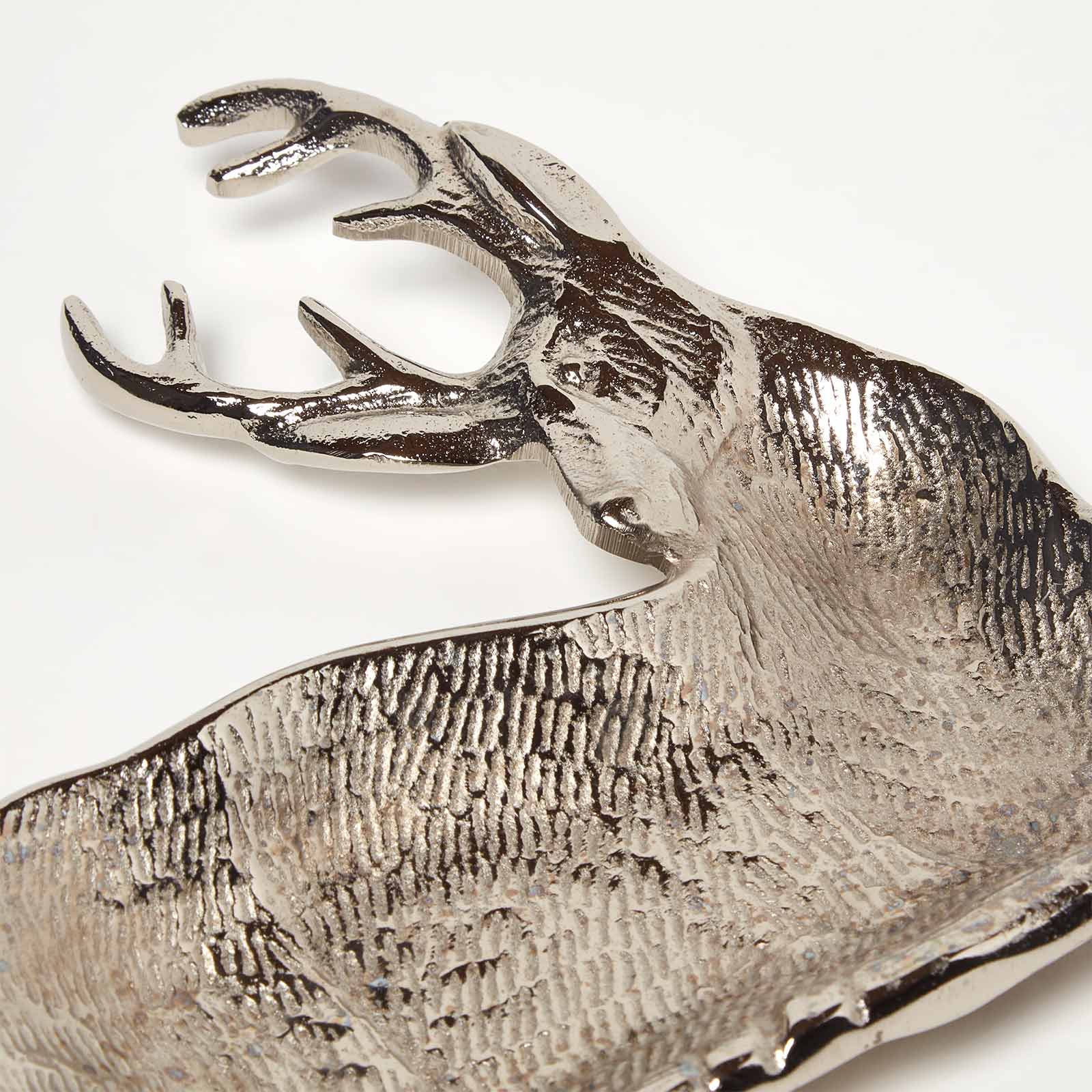 HOMESCAPES Silver Reindeer Decorative Tray & Bowl