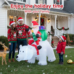 1.83m H Inflatable Santa On Polar Bear – Outdoor Christmas Decoration With Animated Head, Led Lights & Air Blower